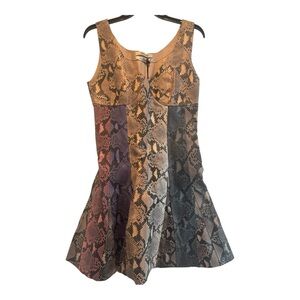 Roberto Cavalli Snakeskin Python Leather Fit & Flare Cocktail Dress.